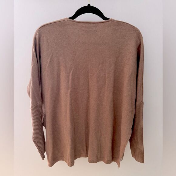 Babaton Oversized Linen Wool Blend Split Hem V Neck Sweater w Pockets Sz S/M - Picture 2 of 8